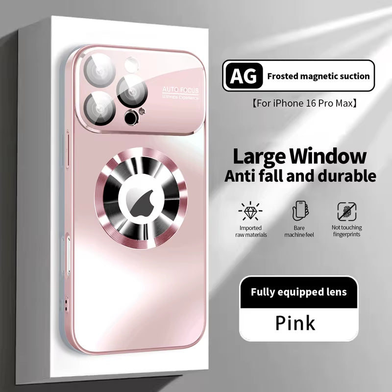 New Titanium Metallic Luxury Matte Case for Iphone 16 15 14 13 12 11 Pro Max plus for Magsafe Glass Lens Camera Protection Cover