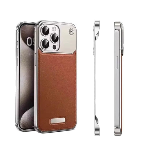 PU Leather Magnetic Case for Iphone 17 Air 11 12 13 14 15 16 Pro Max plus Mini Wireless Charging Frameless Case