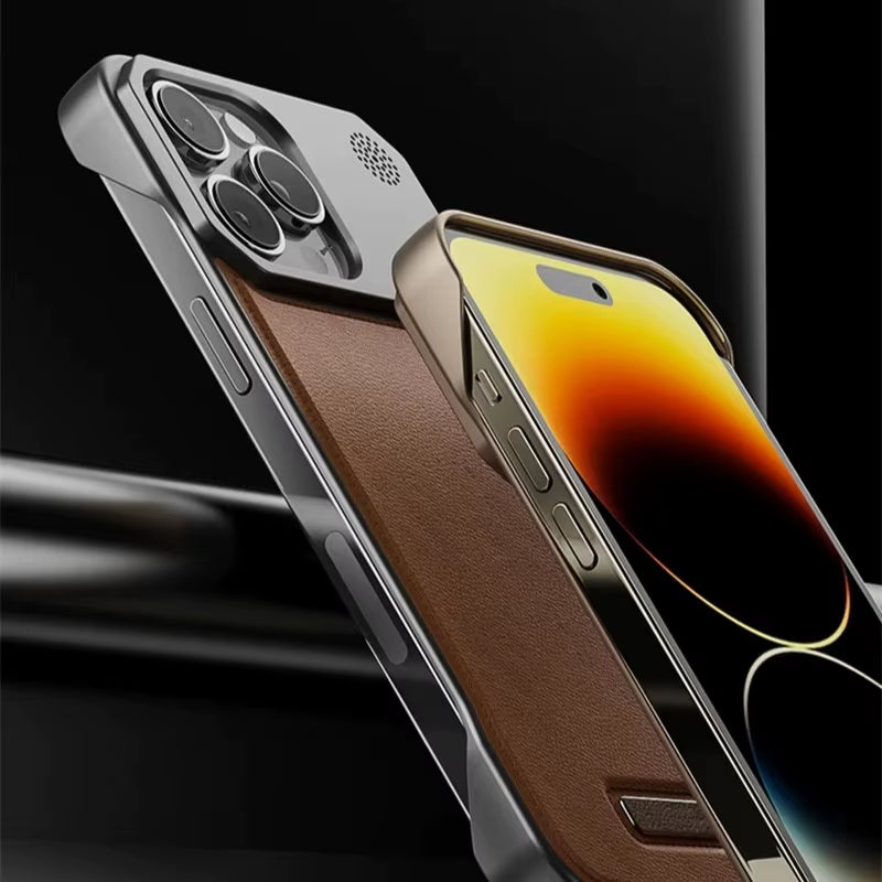 PU Leather Magnetic Case for Iphone 17 Air 11 12 13 14 15 16 Pro Max plus Mini Wireless Charging Frameless Case