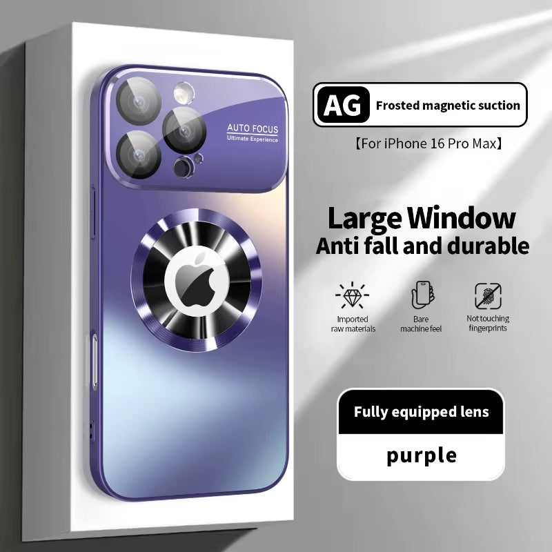 New Titanium Metallic Luxury Matte Case for Iphone 16 15 14 13 12 11 Pro Max plus for Magsafe Glass Lens Camera Protection Cover