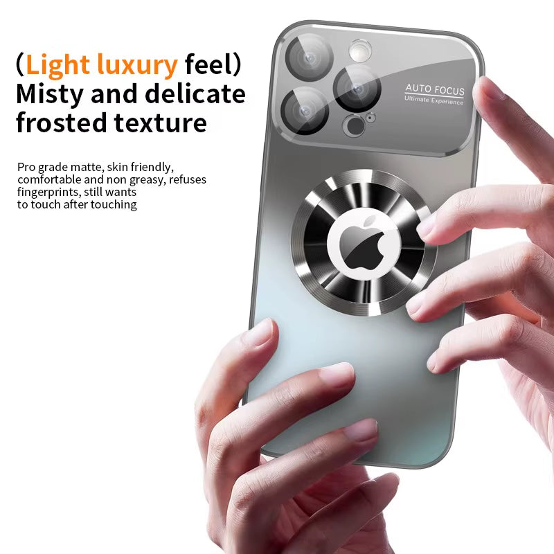 New Titanium Metallic Luxury Matte Case for Iphone 16 15 14 13 12 11 Pro Max plus for Magsafe Glass Lens Camera Protection Cover