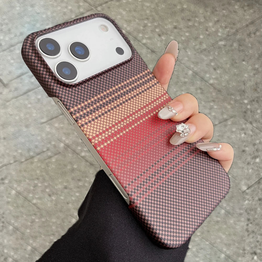 Funda rígida ultradelgada de PC para iPhone 17, Air 16, 15, 14, 13, 12 y 17 Pro Max Plus, con textura de fibra de carbono esmerilada y transpirable.