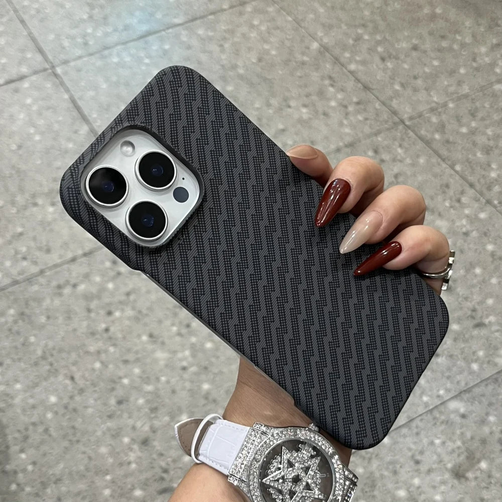 Funda rígida ultradelgada de PC para iPhone 17, Air 16, 15, 14, 13, 12 y 17 Pro Max Plus, con textura de fibra de carbono esmerilada y transpirable.