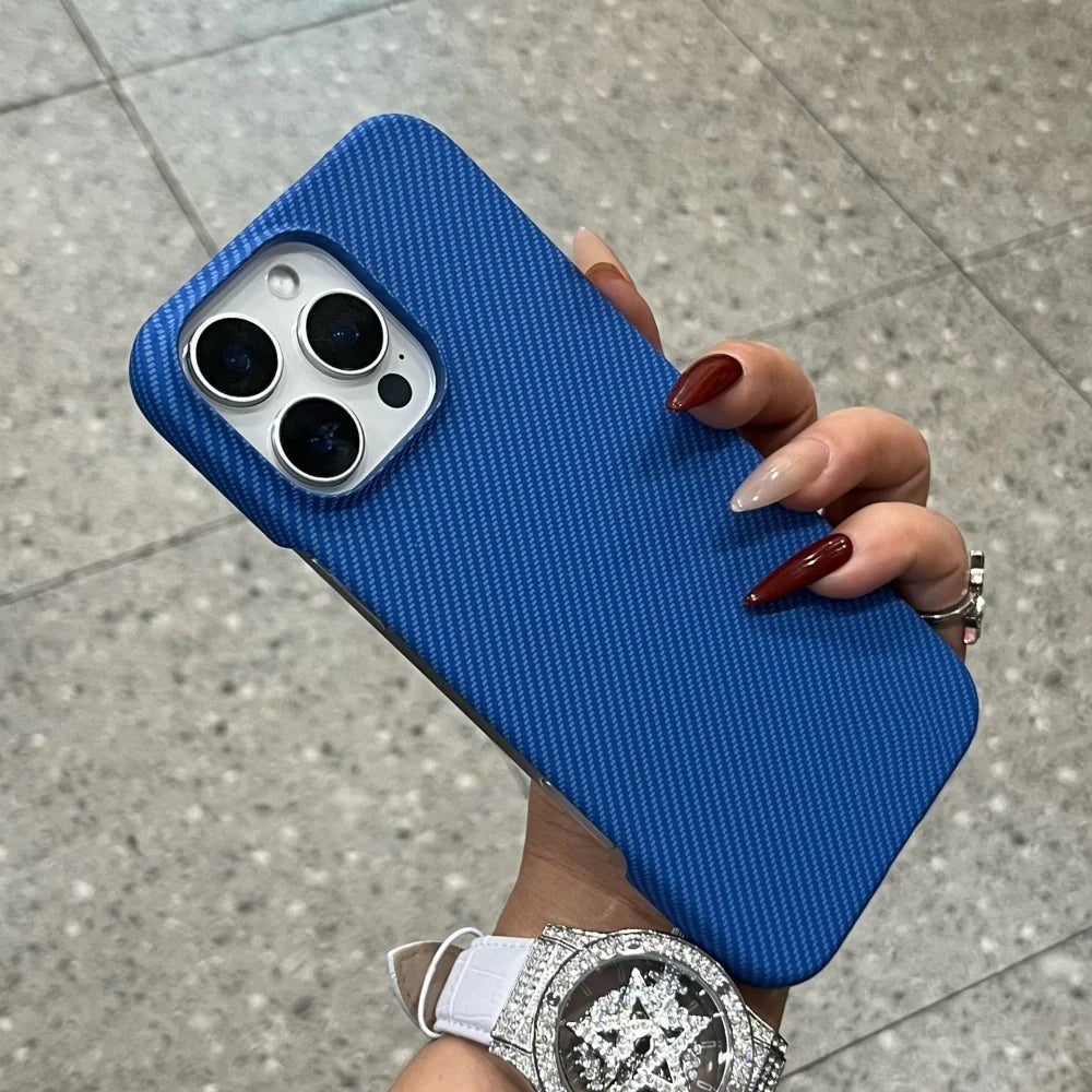 Funda rígida ultradelgada de PC para iPhone 17, Air 16, 15, 14, 13, 12 y 17 Pro Max Plus, con textura de fibra de carbono esmerilada y transpirable.