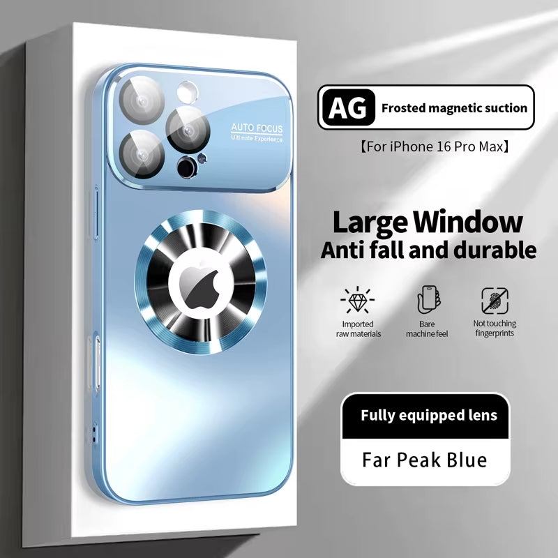 New Titanium Metallic Luxury Matte Case for Iphone 16 15 14 13 12 11 Pro Max plus for Magsafe Glass Lens Camera Protection Cover