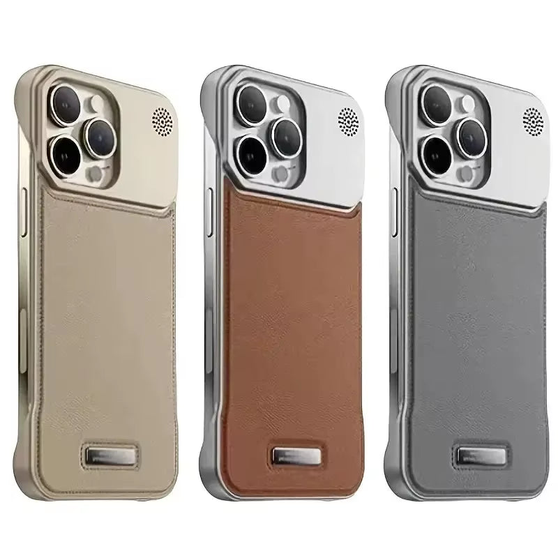 PU Leather Magnetic Case for Iphone 17 Air 11 12 13 14 15 16 Pro Max plus Mini Wireless Charging Frameless Case